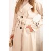 Dámský trenčkot z ekologické kůže s klasickým límcem a zavazovacím páskem Anna (Velikost UNI, Barva Béžová)