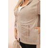 Dámská mikina Plus Size MY4146 s kapucí a potiskem BKLYN (Velikost UNI, Barva Béžová)