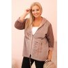 Dámská mikina Plus Size MY4146 s kapucí a potiskem BKLYN (Velikost UNI, Barva Béžová)