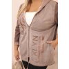 Dámská mikina Plus Size MY4146 s kapucí a potiskem BKLYN (Velikost UNI, Barva Béžová)