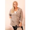 Dámská mikina Plus Size MY4146 s kapucí a potiskem BKLYN (Velikost UNI, Barva Béžová)