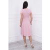 Šaty s průstřihem, krátké rukávy, pudrově růžové (Velikost S, Barva Růžová - světle)