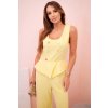 Dámský komplet bez rukávů s širokými nohavicemi a ozdobnými knoflíky (Velikost UNI, Barva Žlutá)