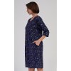 Dámské domácí šaty s tříčtvrtečním rukávem Kolibřík (Barva Modrá - tmavě, Velikost XL)