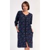 Dámské domácí šaty s tříčtvrtečním rukávem Kolibřík (Barva Modrá - tmavě, Velikost XL)