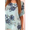Dámská bavlněná halenka Sophia s krátkým rukávem a květinovým vzorem (Velikost UNI, Barva Tyrkysová)