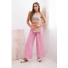 Dámské pruhované viskózové kalhoty se širokými nohavicemi (Velikost UNI, Barva Růžová)