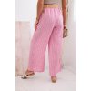 Dámské pruhované viskózové kalhoty se širokými nohavicemi (Velikost UNI, Barva Růžová)