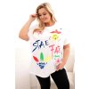 Tričko Plus Size 1190 s barevným potiskem (Velikost UNI, Barva Bílá)