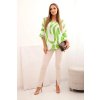 Dámská oversized halenka 22003-3 s ohrnutým rukávem (Velikost UNI, Barva Zelená - světle)