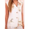 Dámská souprava Buter z viskózy, vestu a kalhoty květinové (Velikost UNI, Barva Bílá)