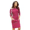 Numoco Sportovní šaty se vázáním a kapsami - burgundské + puntíky 13-111 (Velikost XS, Barva Bordó)