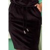 Sportovní šaty s vázáním a kapsami - velur - černé 13-129 (Velikost XS, Barva Černá)