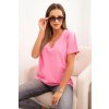 Dámská bavlněná blůza s výstřihem do V a krátkým rukávem Boris (Velikost UNI, Barva Růžová - světle)