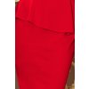 Elegantní midi šaty s volánky - červené 192-5 (Velikost S, Barva Červená)