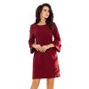 MARGARET šaty s krajkou na rukávech - burgundské barvy 190-8 (Velikost S, Barva Bordó)