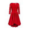 Numoco NICOLLE - Exkluzivní šaty s krajkou - červené 210-6 (Velikost L, Barva Červená)