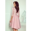 NICOLLE - Exkluzivní šaty s krajkou - prášek růžový 210-11 (Velikost XL, Barva Růžová)