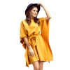 Numoco SOFIA Motýlkové šaty - medová barva 287-1 (Velikost 2XL/3XL, Barva Žlutá)