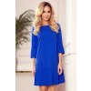 LUCY - plisované pohodlné šaty - modré 228-8 (Velikost S, Barva Modrá)
