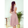 PATRICIA - Exkluzivní šaty s krajkou - růžové 300-1 (Velikost S, Barva Růžová)