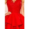 Exkluzivní šaty s krajkou výstřihem - červená 321-1 (Velikost L, Barva Červená)