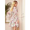 Numoco ZOE šaty s výstřihem - barevné květy na světlém pozadí 305-1 (Velikost XS, Barva Tělová)