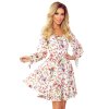ZOE šaty s výstřihem - barevné květy na světlém pozadí 305-1 (Velikost XS, Barva Tělová)