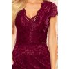 Numoco Krajkové šaty s výstřihem - švestková barva 316-7 (Velikost L, Barva Bordó)
