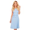 Numoco LILA Plisované šaty s krátkým rukávem - světlé modrá 311-8 (Velikost L, Barva Modrá - světle)