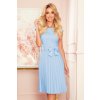 Numoco LILA Plisované šaty s krátkým rukávem - světlé modrá 311-8 (Velikost L, Barva Modrá - světle)