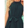 Numoco ALIZEE - šifónové šaty s vázáním - zelená barva 350-4 (Velikost XL, Barva Zelená)