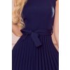 LILA Plisované šaty s krátkým rukávem - tmavě modrá 311-12 (Velikost XS, Barva Modrá)