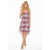 Numoco Trapézové šaty s výstřihem - růžové a modré mandaly 377-1 (Velikost XS, Barva Růžová)