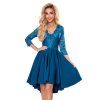 NICOLLE - Exkluzivní šaty s krajkou - barva moře 210-14 (Velikost S, Barva Modrá)