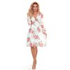 FRANCES - šifonové šaty s výstřihem - slézový vzor 388-2 (Velikost XS, Barva Bílá)