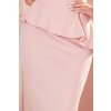 Elegantní midi šaty s volánky - pudrově růžová 192-13 (Velikost S, Barva Růžová)