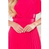 LAYLA Plisované šaty s páskem - malinová barva 396-2 (Velikost XL, Barva Červená)