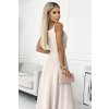 CHIARA elegantní maxi šaty s popruhy - béžové 299-6 (Velikost S, Barva Béžová)