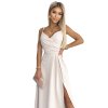 CHIARA elegantní maxi šaty s popruhy - béžové 299-6 (Velikost S, Barva Béžová)
