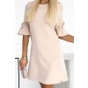 NEVA Trapézové šaty s mašlí - béžové 217-7 (Velikost S, Barva Béžová)