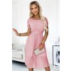 Numoco MIA Plisované midi šaty se širokým páskem - špinavě růžové 465-3 (Velikost UNI, Barva Růžová)