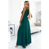CHIARA elegantní maxi dlouhé šaty na ramínka - zelené 299-11 (Velikost M, Barva Zelená)
