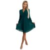 Numoco ISABELLE Plisované šifonové šaty s výstřihem - zelené 313-14 (Velikost XS, Barva Zelená)