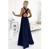 Elegantní dlouhé šaty se zavazováním na mnoho způsobů - tmavě modrá 509-1 (Velikost UNI, Barva Modrá)