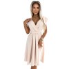 Numoco SCARLETT - rozšířené šaty s výstřihem - béžová barva 348-7 (Velikost S, Barva Béžová)