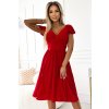 Numoco MATILDE Šaty s výstřihem a krátkým rukávem - červená se třpytkami 425-9 (Velikost XS, Barva Červená)