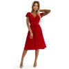 MATILDE Šaty s výstřihem a krátkým rukávem - červená se třpytkami 425-9 (Velikost XS, Barva Červená)