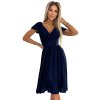 Numoco MATILDE Šaty s výstřihem a krátkým rukávem - tmavě modrá se třpytkami 425-8 (Velikost XS, Barva Modrá)