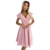 Numoco SCARLETT rozšířené šaty s výstřihem - práškově růžové 348-9 (Velikost S, Barva Růžová)